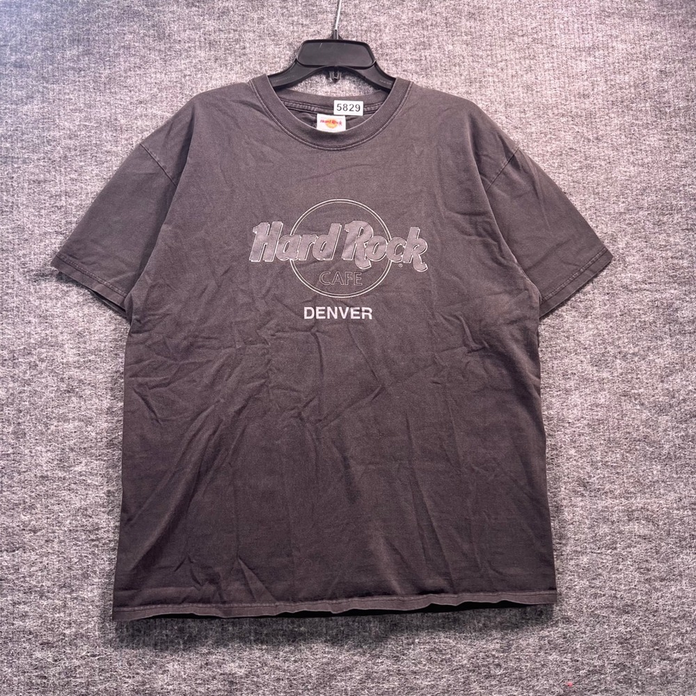 Hard Rock Cafe Denver Graphic T-Shirt Mens Large Faded Black Short Sleeve Tee